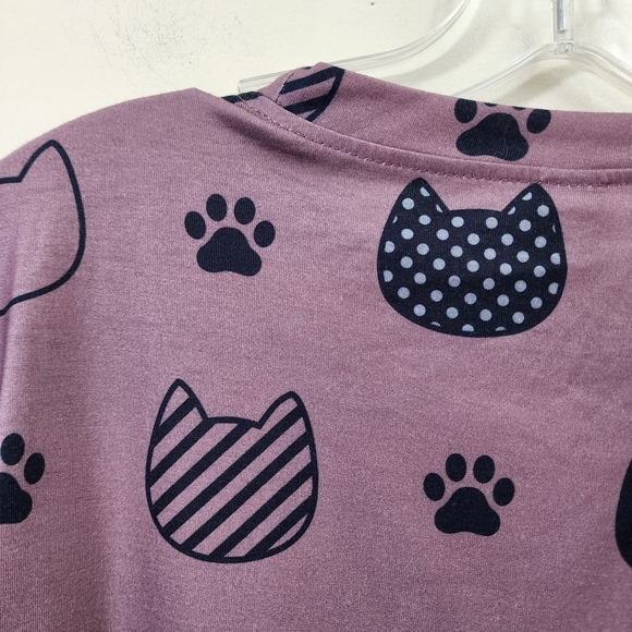 Emery Rose long sleeve cat & paws print shirt woman's size medium - Picture 7 of 8